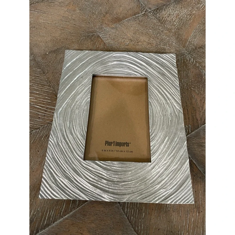 Vtg Pier 1 Contemporary Pewter Swirl Picture‎ Frame 7.5x9.5